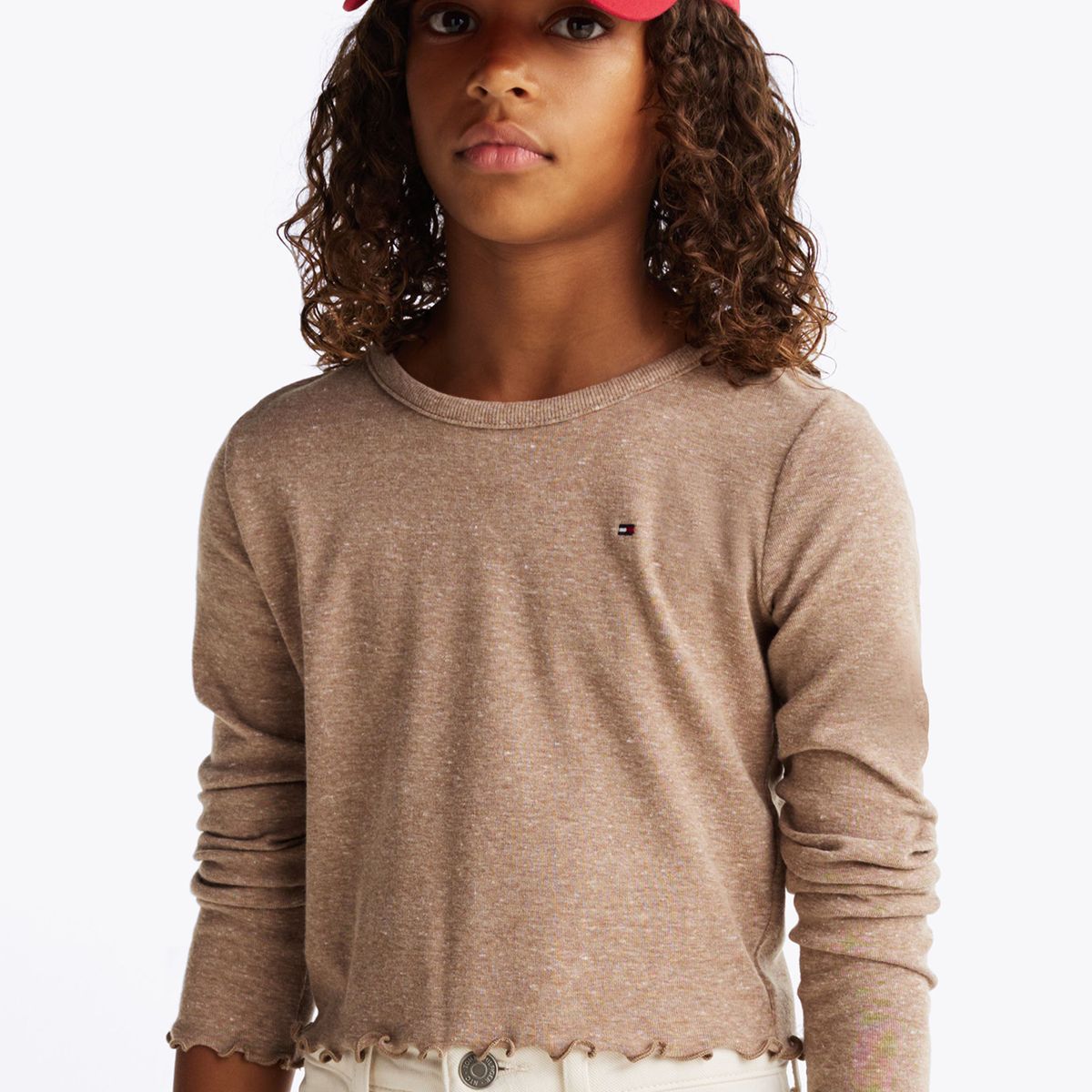 TOMMY HILFIGER - Polera De Manga Larga Texturizada Café Tommy Hilfiger