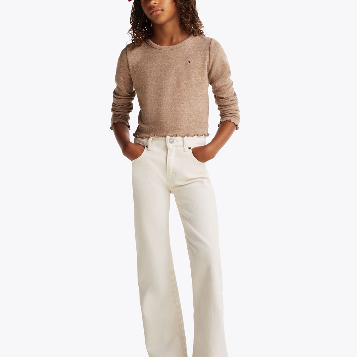 TOMMY HILFIGER - Polera De Manga Larga Texturizada Café Tommy Hilfiger