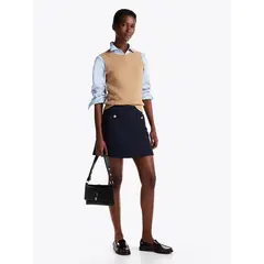 TOMMY HILFIGER - Minifalda Con Bolsillos Abotonados Azul