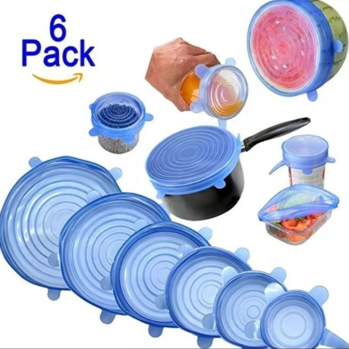 GENERICO - Set 6 Tapas De Silicona Extensible Ajustable Para Alimentos