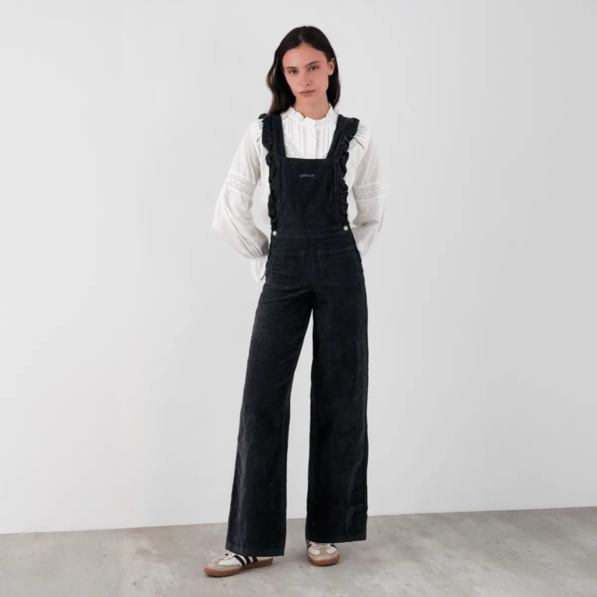 RAINDOOR - Jardinera Straight Cotelé Vuelos Gris Mujer Raindoor