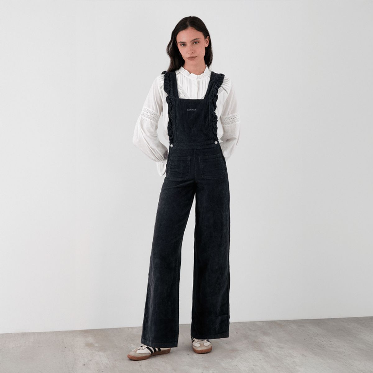 RAINDOOR - Jardinera Straight Cotelé Vuelos Gris Mujer Raindoor