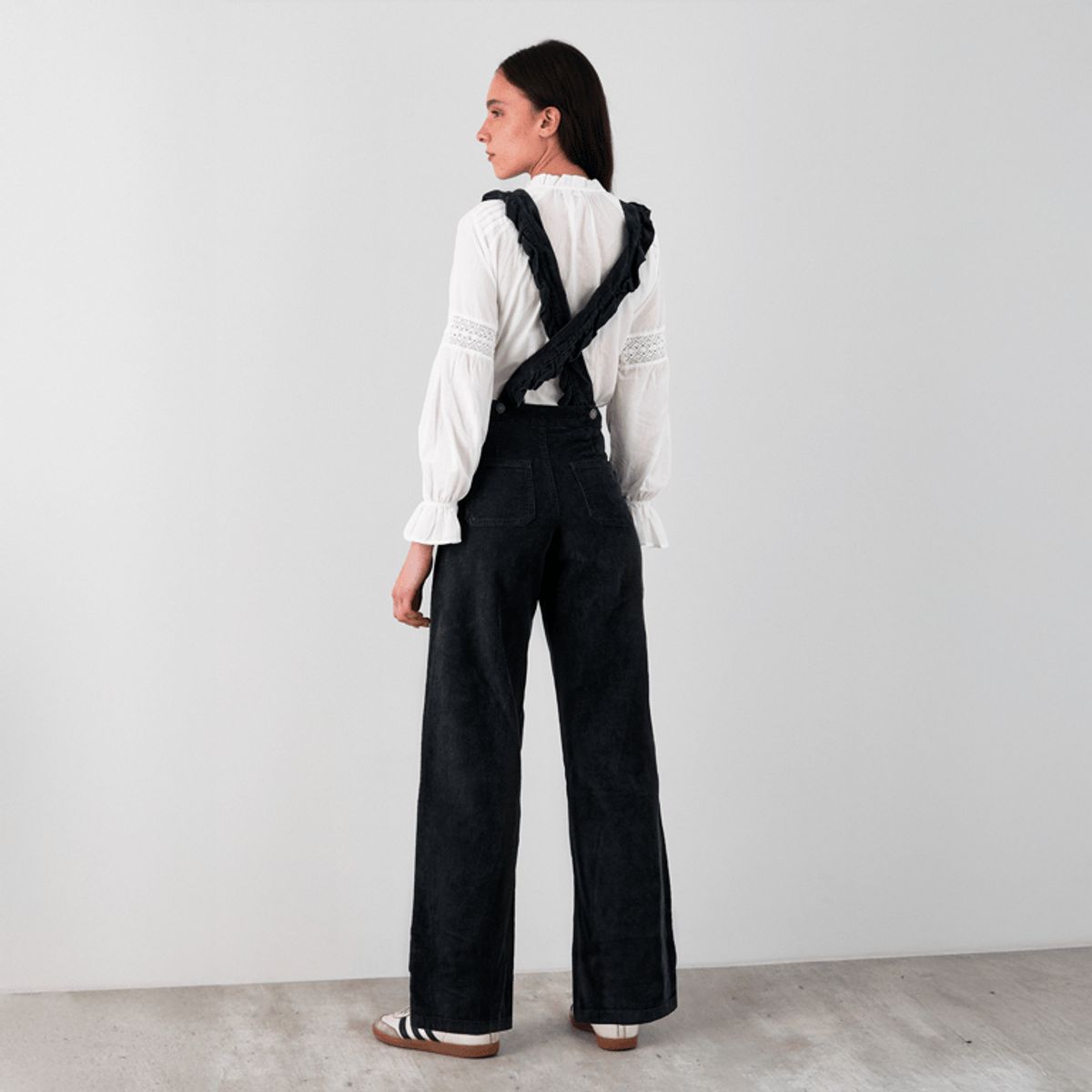 RAINDOOR - Jardinera Straight Cotelé Vuelos Gris Mujer Raindoor