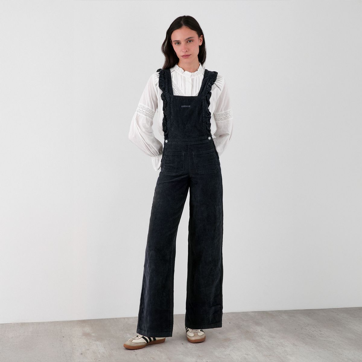 RAINDOOR - Jardinera Straight Cotelé Vuelos Gris Mujer Raindoor