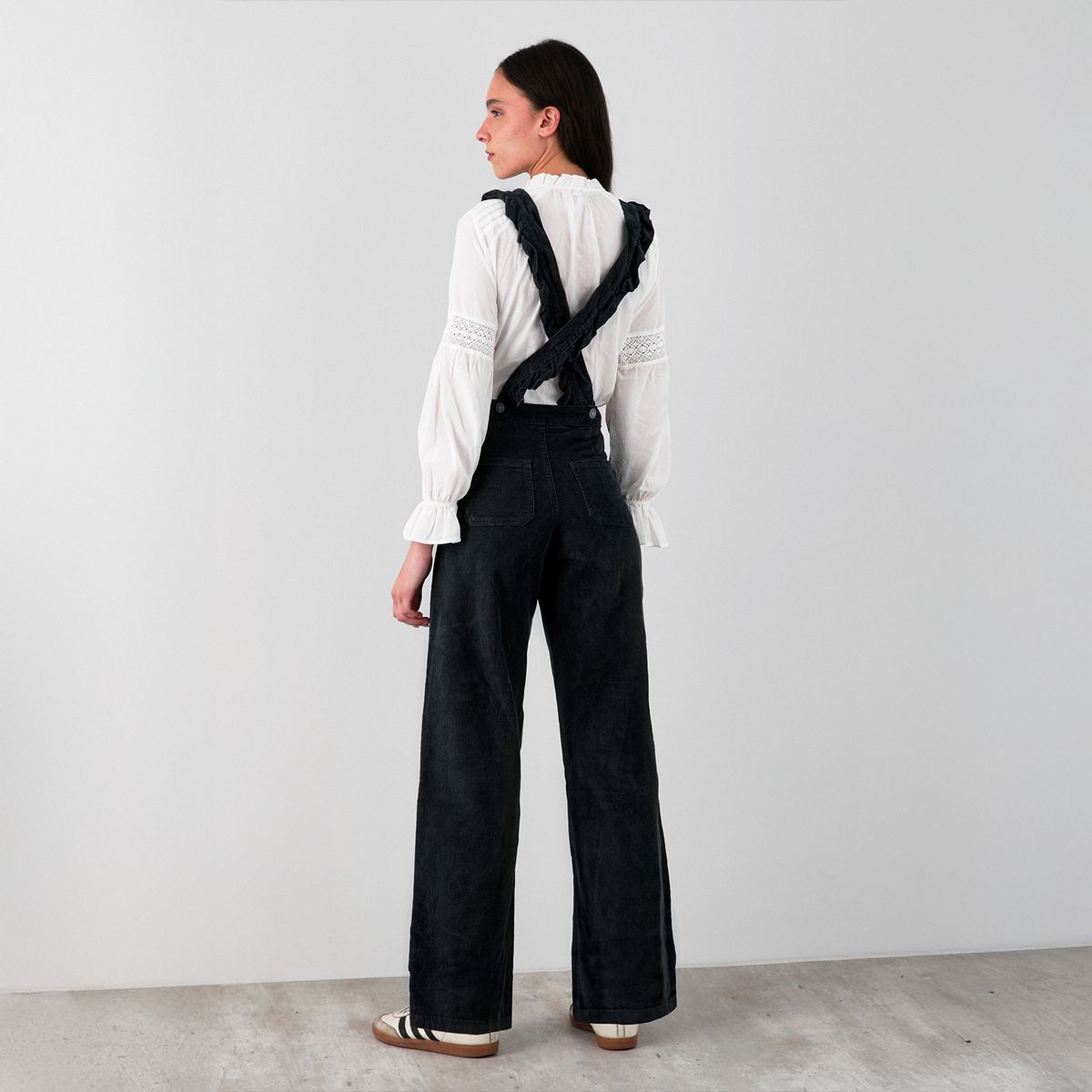 RAINDOOR - Jardinera Straight Cotelé Vuelos Gris Mujer Raindoor