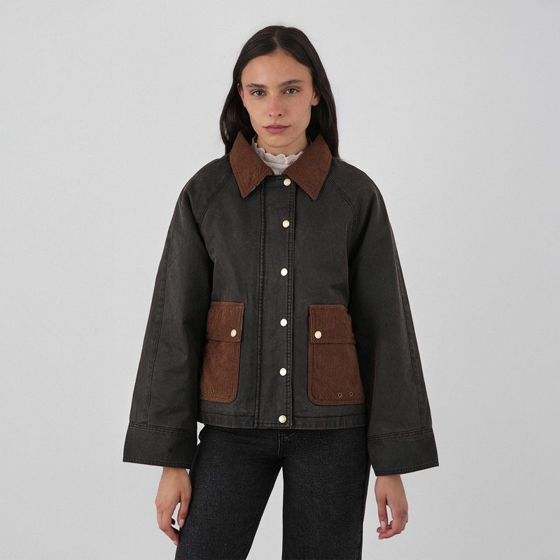 RAINDOOR - Chaqueta Cuello Cotele Café Mujer Raindoor
