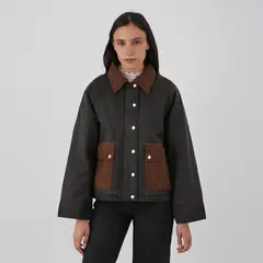 RAINDOOR - Chaqueta Cuello Cotele Café Mujer