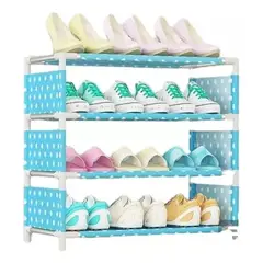 ROZENBERG SPA - Zapatero Armable 4 Pisos Organizador Estante Azul