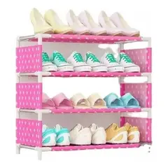 ROZENBERG SPA - Zapatero Armable 4 Pisos Organizador Estante Rosado