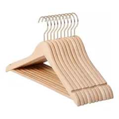 ROZENBERG SPA - Set 10 Colgadores De Ropa Madera Ganchos Antideslizantes