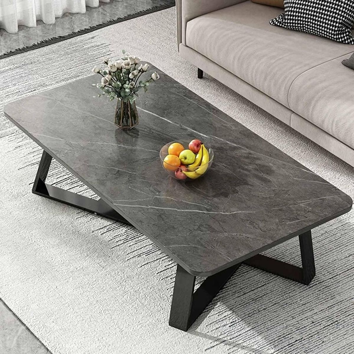 YOMYM - Mesa de salón imitación pizarra 100 x 50 x 46 cm