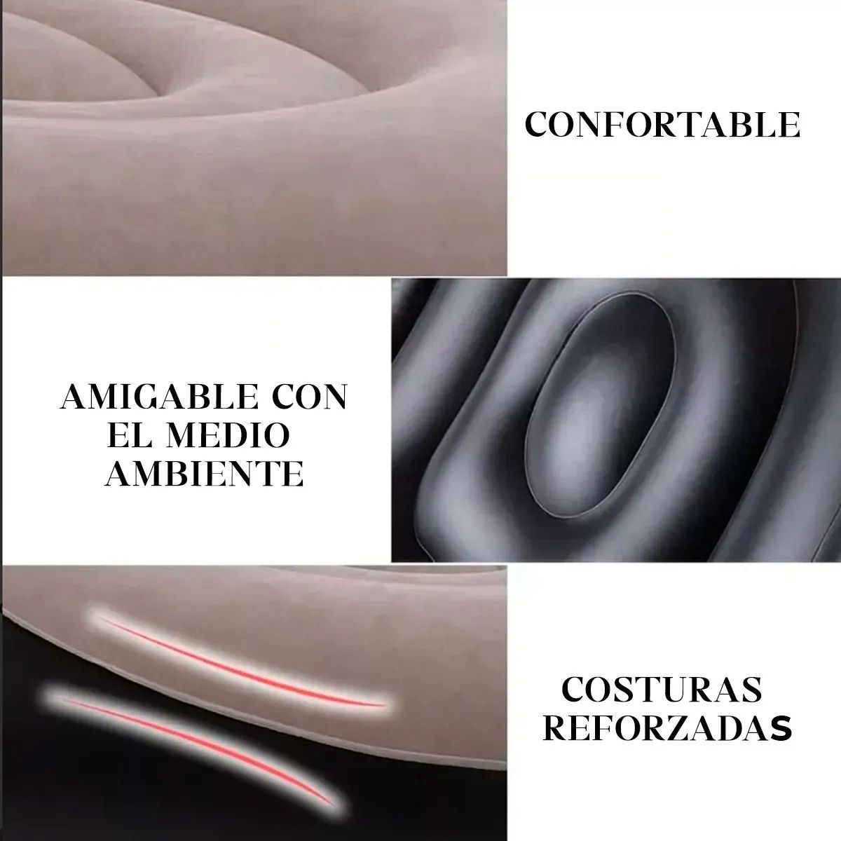 MOVI - Sofa Sillon Inflable Ultra Cómodo Tipo Puff Con Reposapiés.