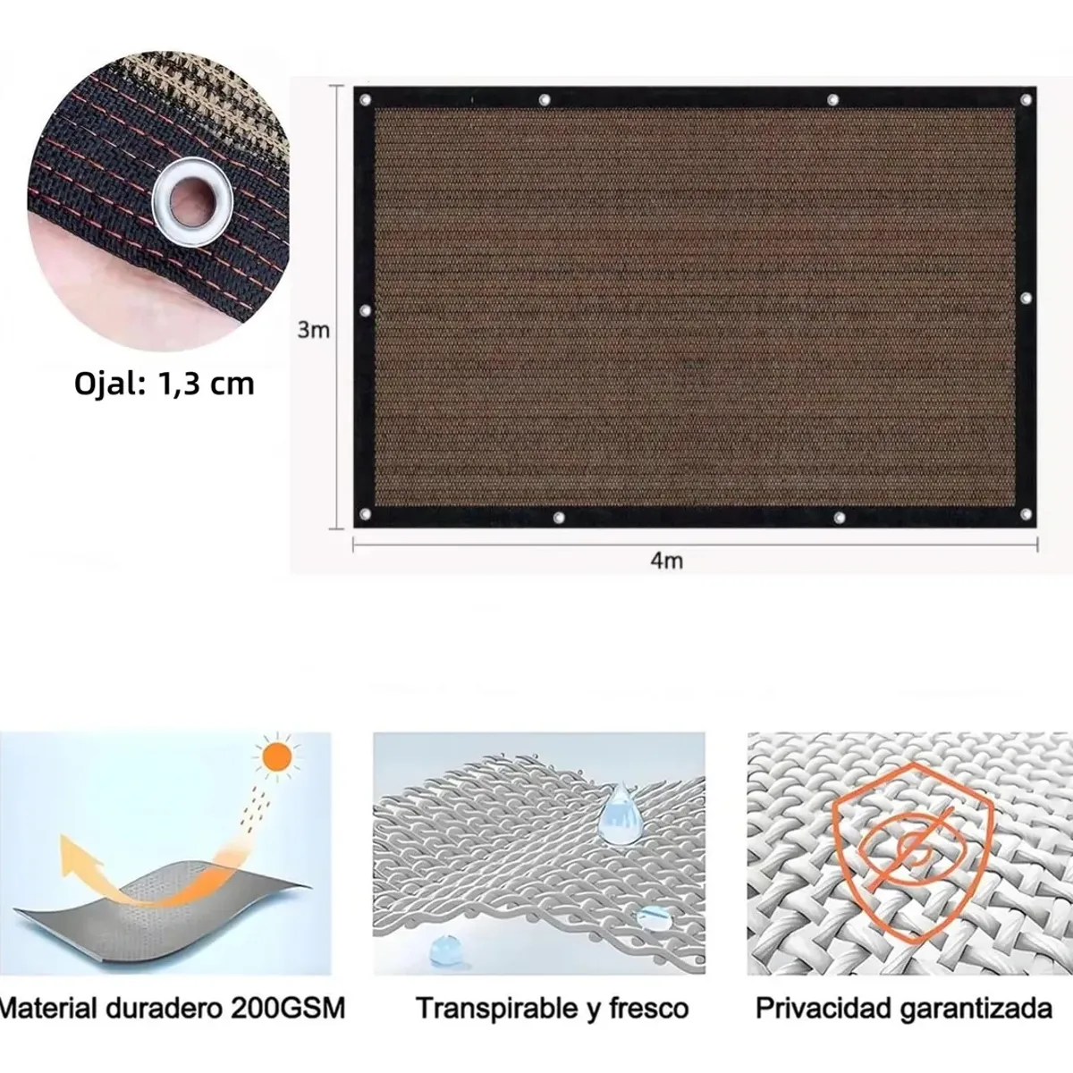 KUANGYE - Lona De Malla De Sombra Red Bloqu 3x4m Tasa De Sombreado 95％