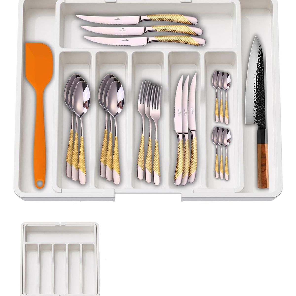 GENERICO - Estirable Caja De Organizador Cuberteros Para Cocina-Blanco