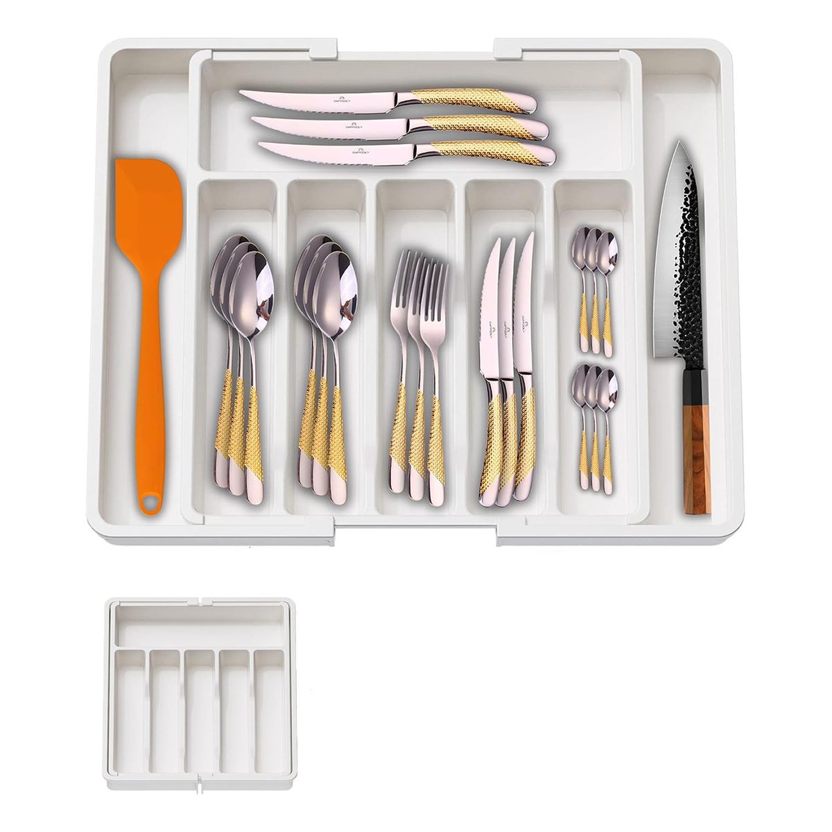 GENERICO - Estirable Caja De Organizador Cuberteros Para Cocina-Blanco