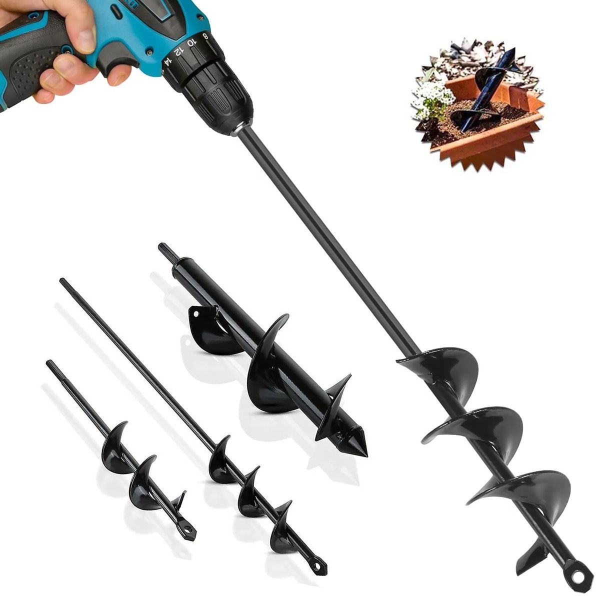 KUANGYE - 3pcs Brocas Ahoyador Plantar Jardín Para Taladro Común