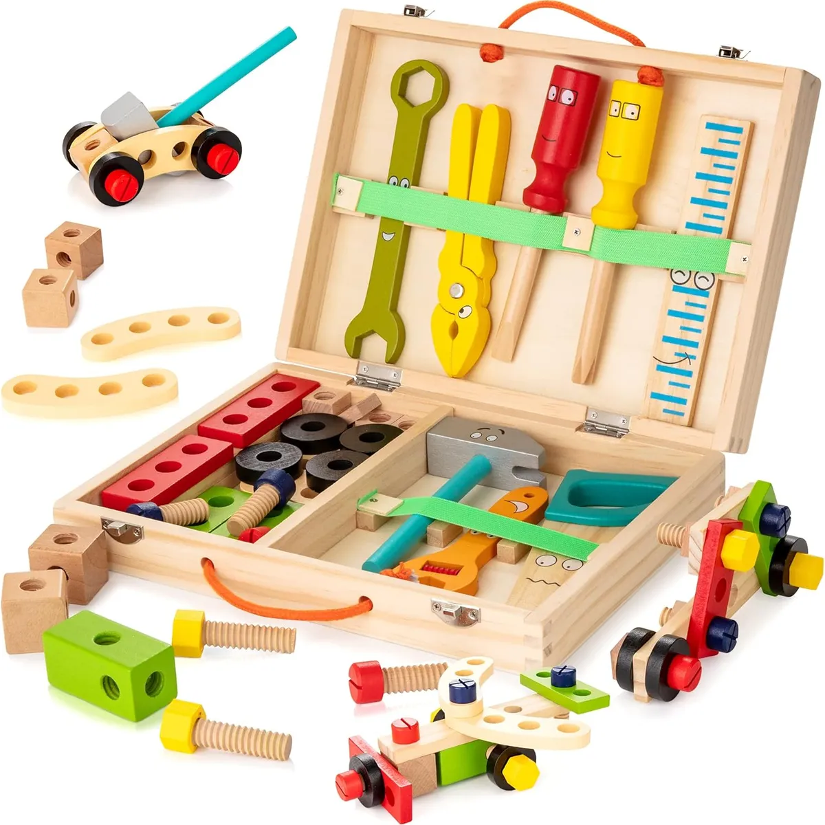 KUANGYE - Juego Didáctico Caja De Herramientas De Madera Para Niños