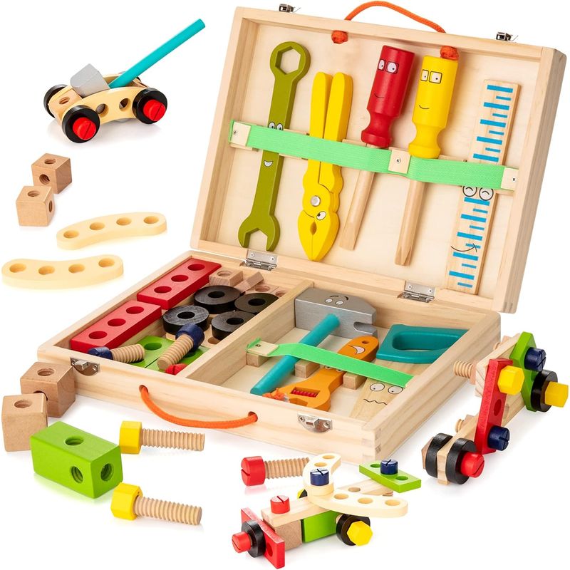 KUANGYE - Juego Didáctico Caja De Herramientas De Madera Para Niños