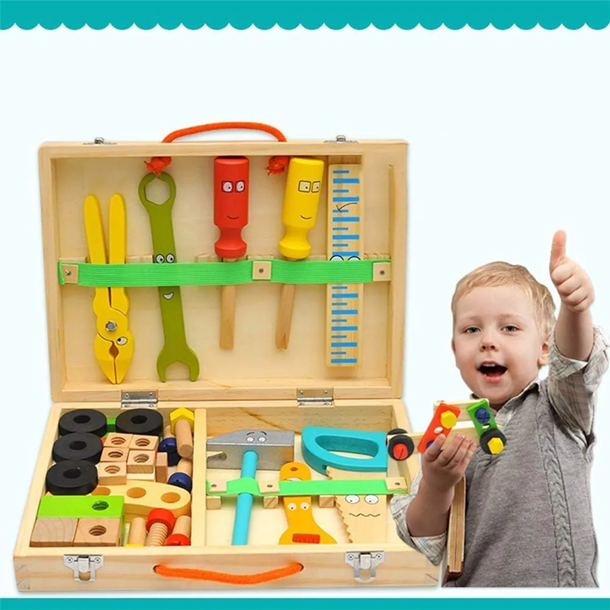 KUANGYE - Juego Didáctico Caja De Herramientas De Madera Para Niños