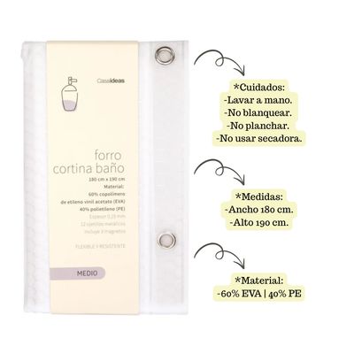 Imagen 2 del producto Forro Cortina Peva Texturizada Para Baño Resistente Flexible.