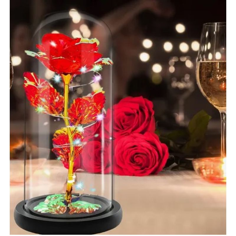 ATLAS - Rosa Eterna Led con  cúpula De Vidrio