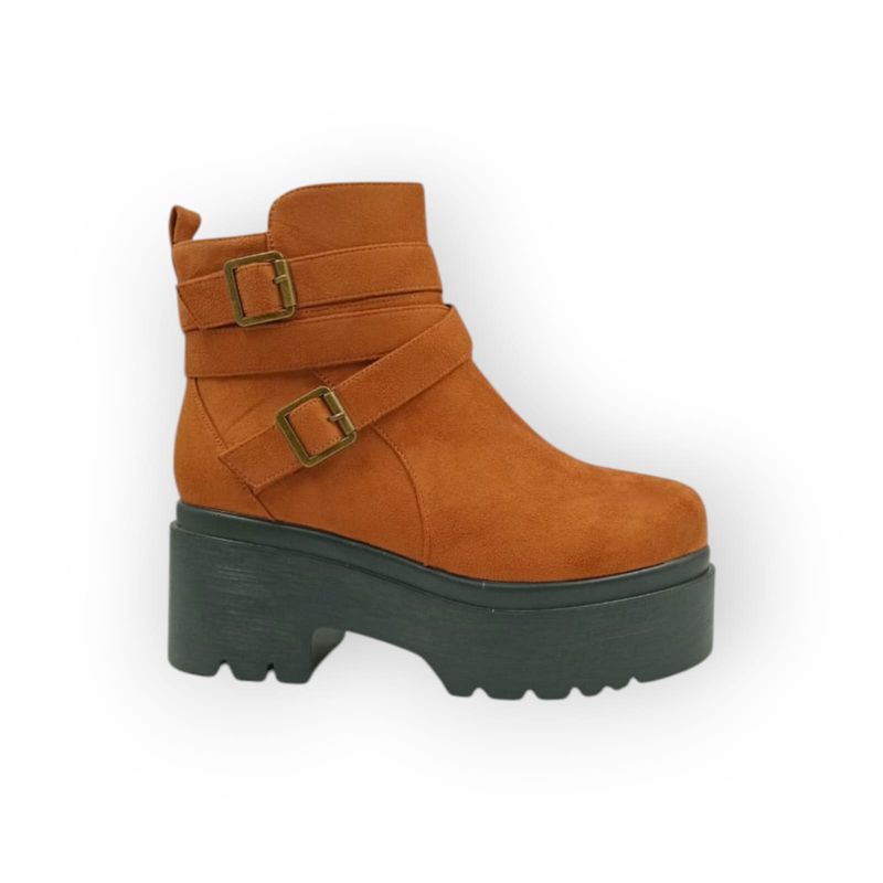 HERIEL - Botín Camel Plataforma Mujer.