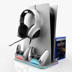 VDVO - Base RGB para PS5 ProSlim con Cargador de Mandos