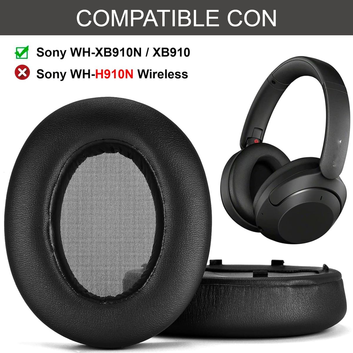 GENERICO - Almohadillas Compatibles con Audifonos WH-XB910n - Negro