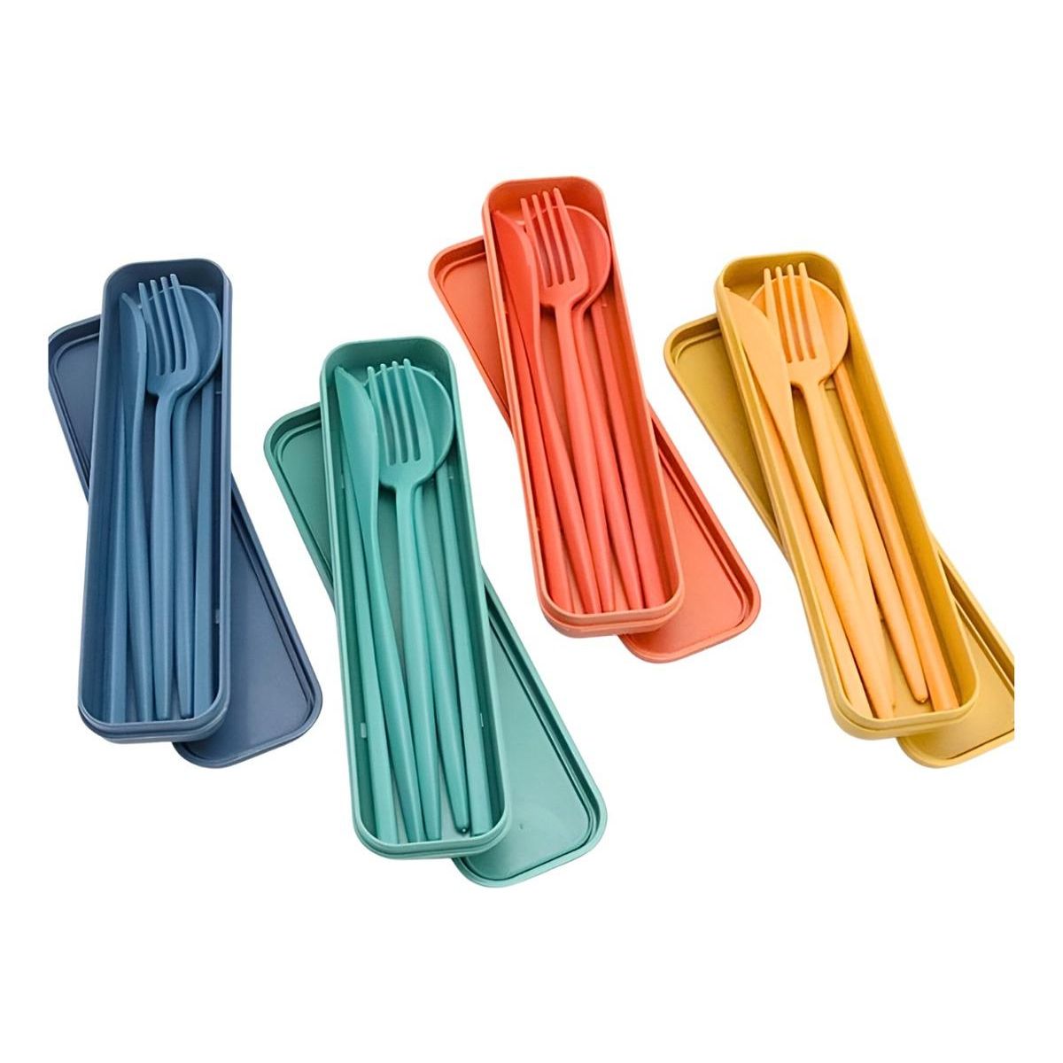 GENERICO - Set de Cubiertos Ecológicos Portátiles para Camping 6 Piezas