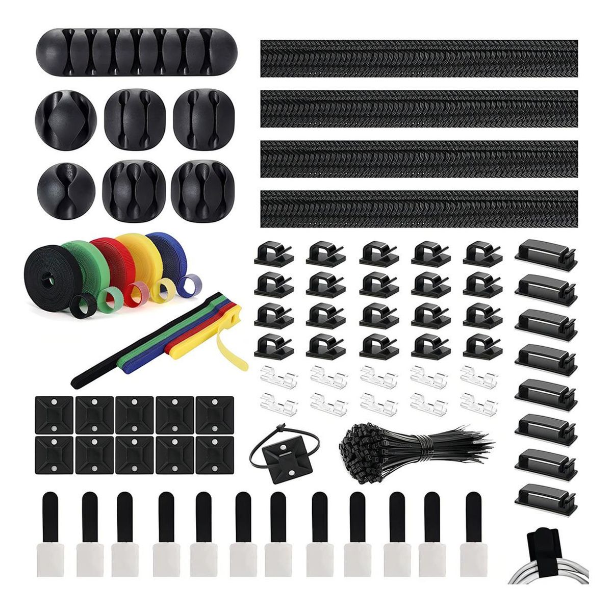 GENERICO - Kit Organizador de Cables Multifuncional con Adhesivos Antinudos