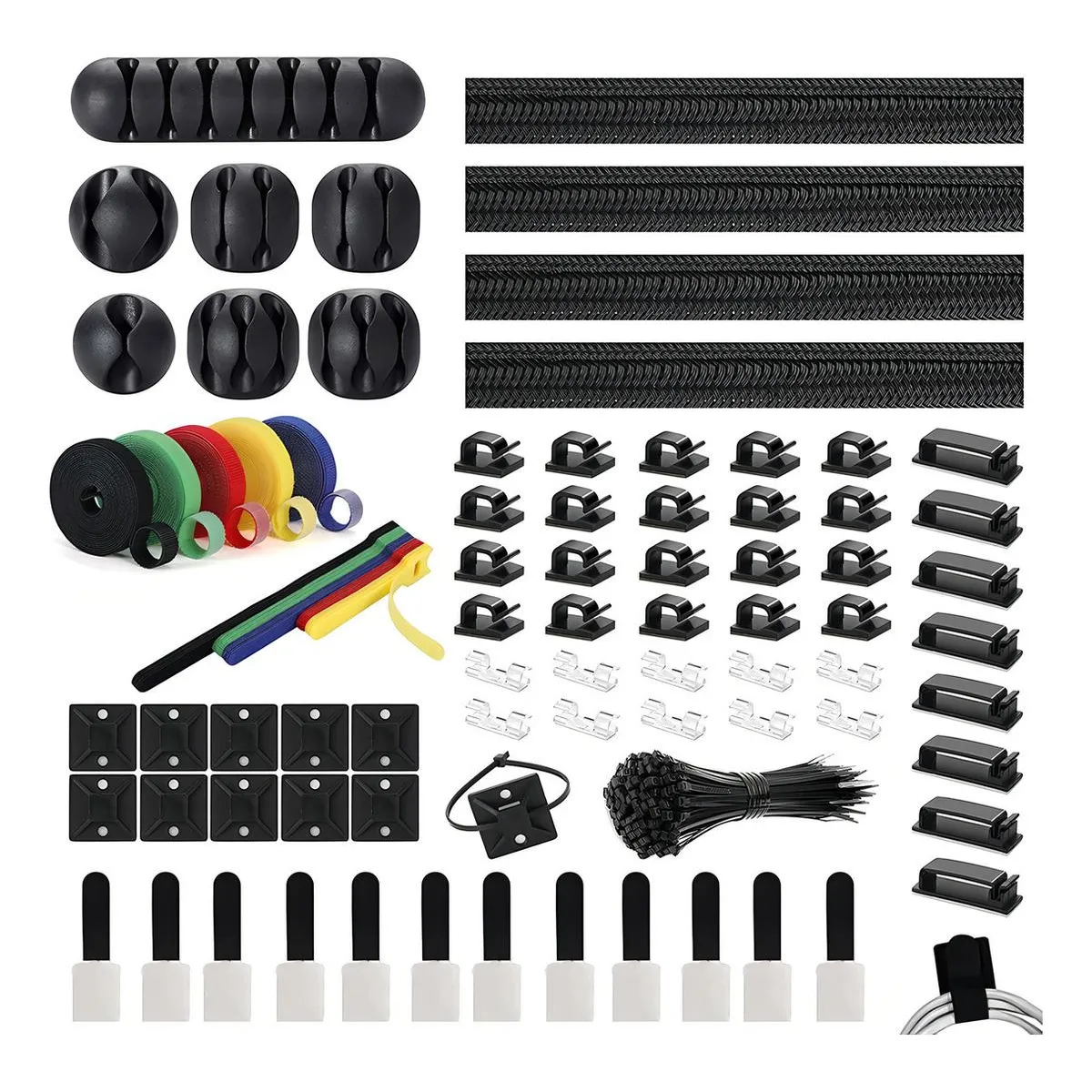 GENERICO - Kit Organizador de Cables Multifuncional con Adhesivos Antinudos