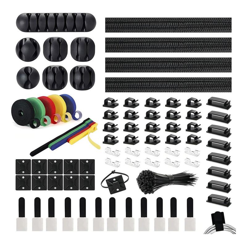 GENERICO - Kit Organizador de Cables Multifuncional con Adhesivos Antinudos