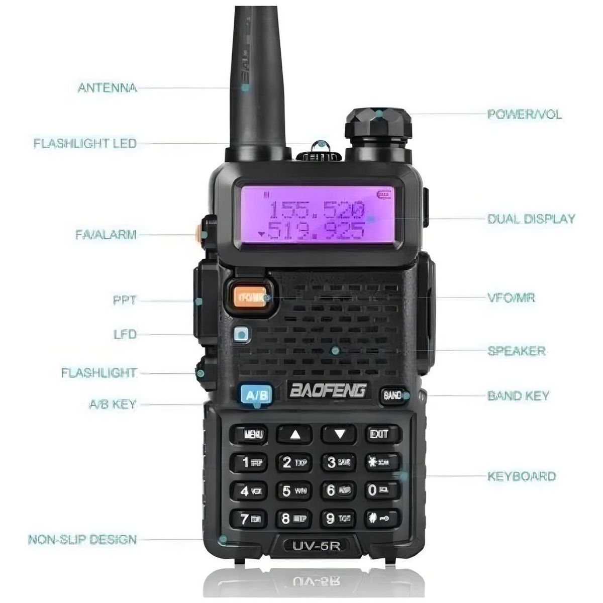 GENERICO - Walkie Talkie Baofeng UV-5R Dual Band VHF UHF FM