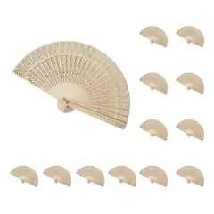 GENERICO - Pack de 12 Ventiladores de Madera de Bambú para Bodas