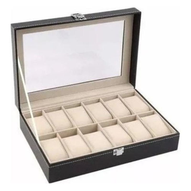 GENERICO - Estuche Organizador para 12 Relojes con Ventana de Vidrio