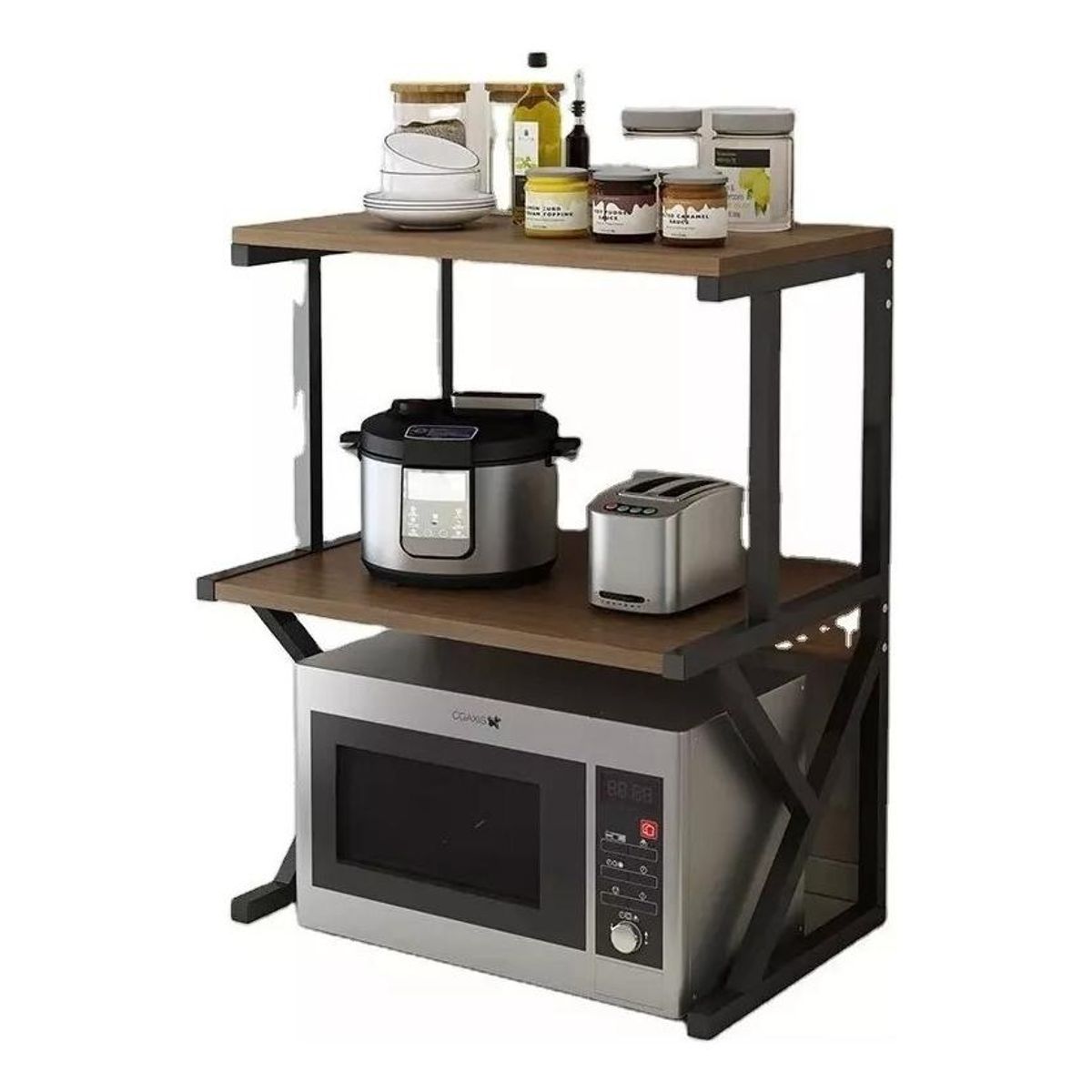 GENERICO - Estante Organizador de Acero para Horno Microondas de 2 Niveles