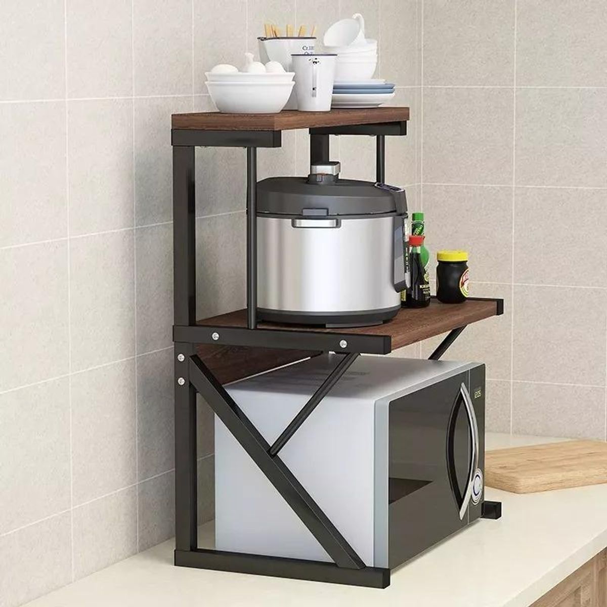 GENERICO - Estante Organizador de Acero para Horno Microondas de 2 Niveles