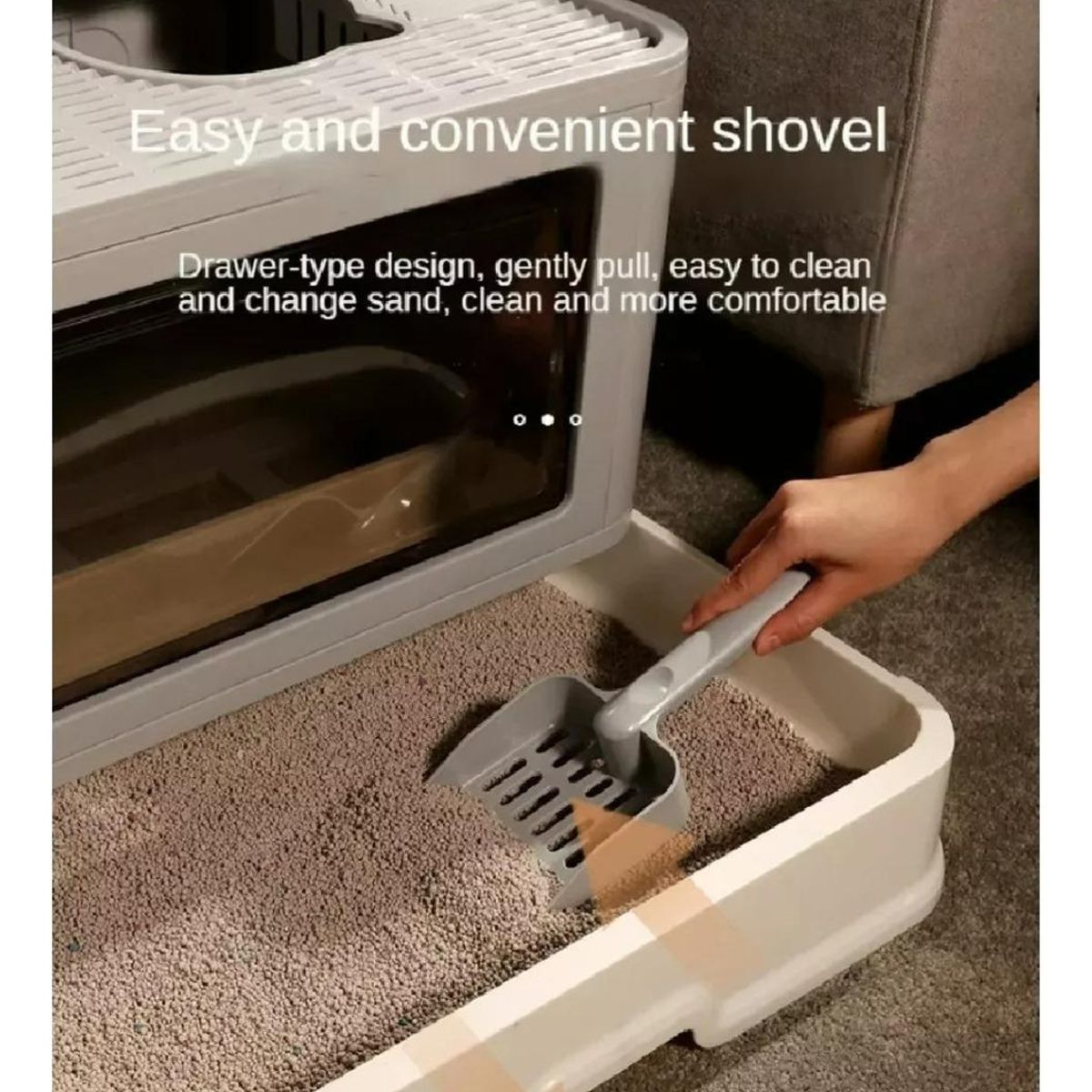 GENERICO - Arenero Cerrado XL para Gatos con Base Movible y Pala