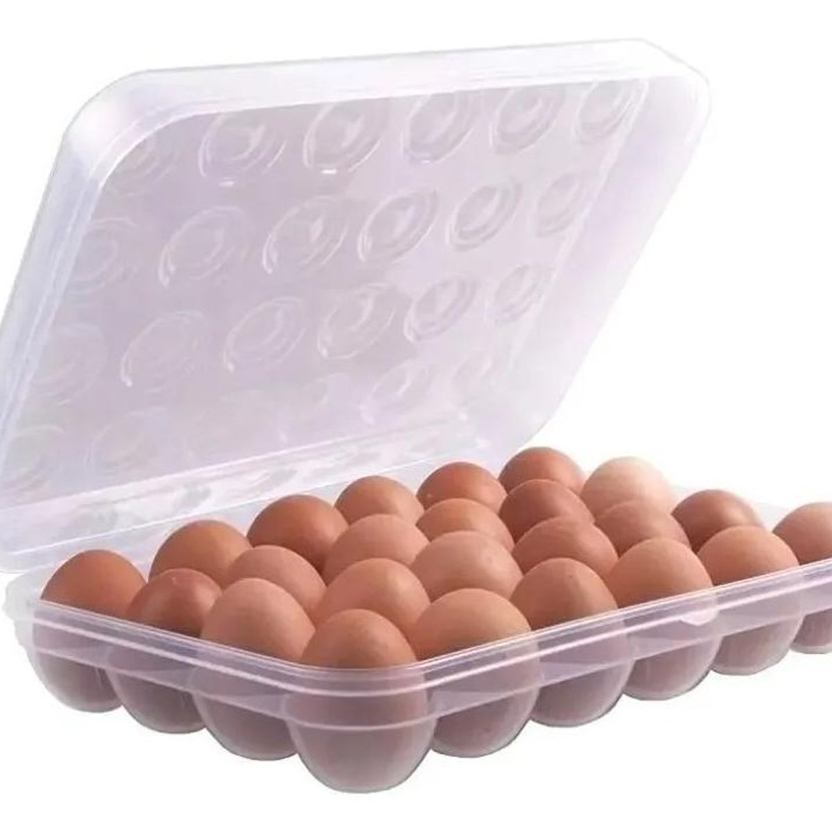 GENERICO - Huevera Organizador Transparente para 24 Huevos con Tapa