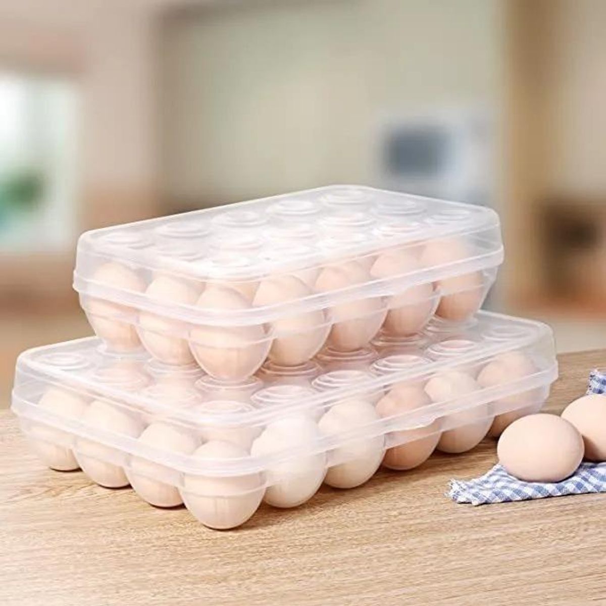 GENERICO - Huevera Organizador Transparente para 24 Huevos con Tapa