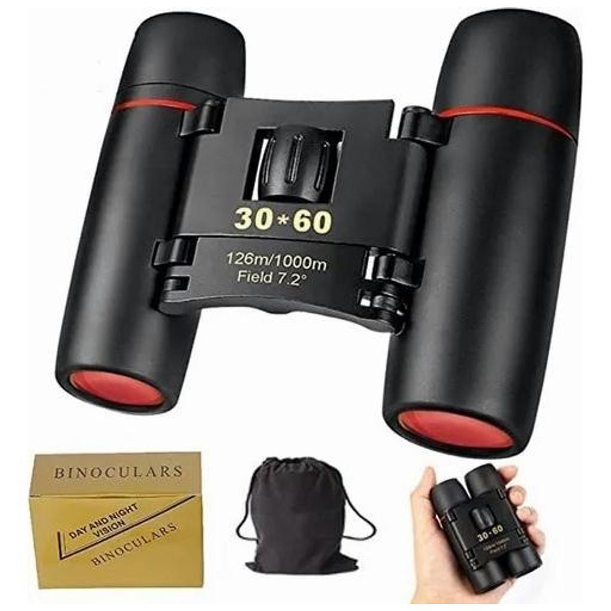 GENERICO - Binoculares 30x60 de Alto Rendimiento con Estuche y Paño Limpiador