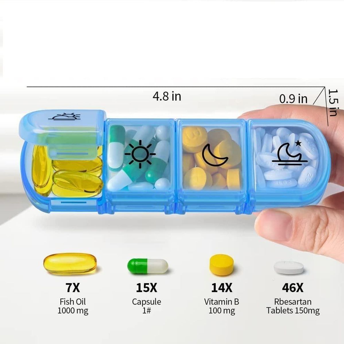 GENERICO - Pastillero Semanal Organizador Portátil con 3 Compartimentos