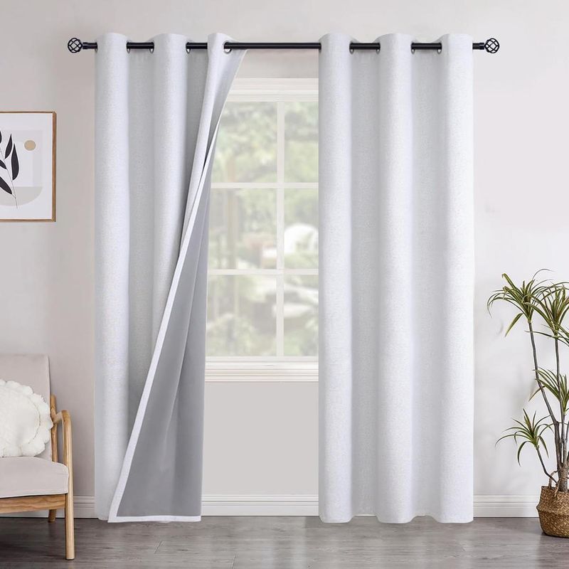 GENERICO - Cortina Blackout Engomada Térmica 140x220 cm Lino Blanco