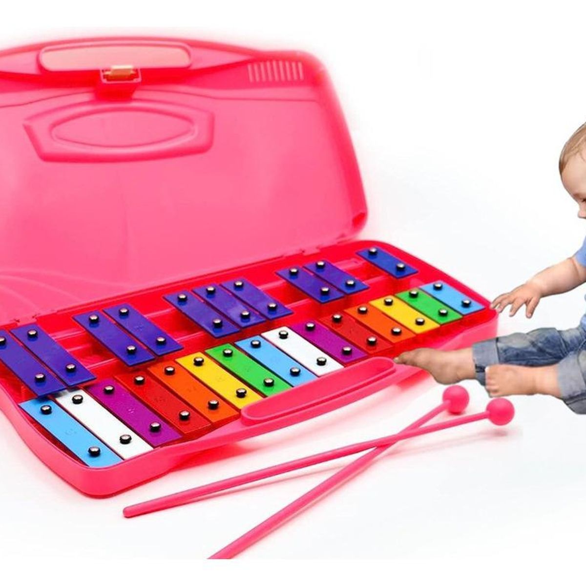 GENERICO - Metalófono Cromático Infantil de 25 Notas - Color Rosa