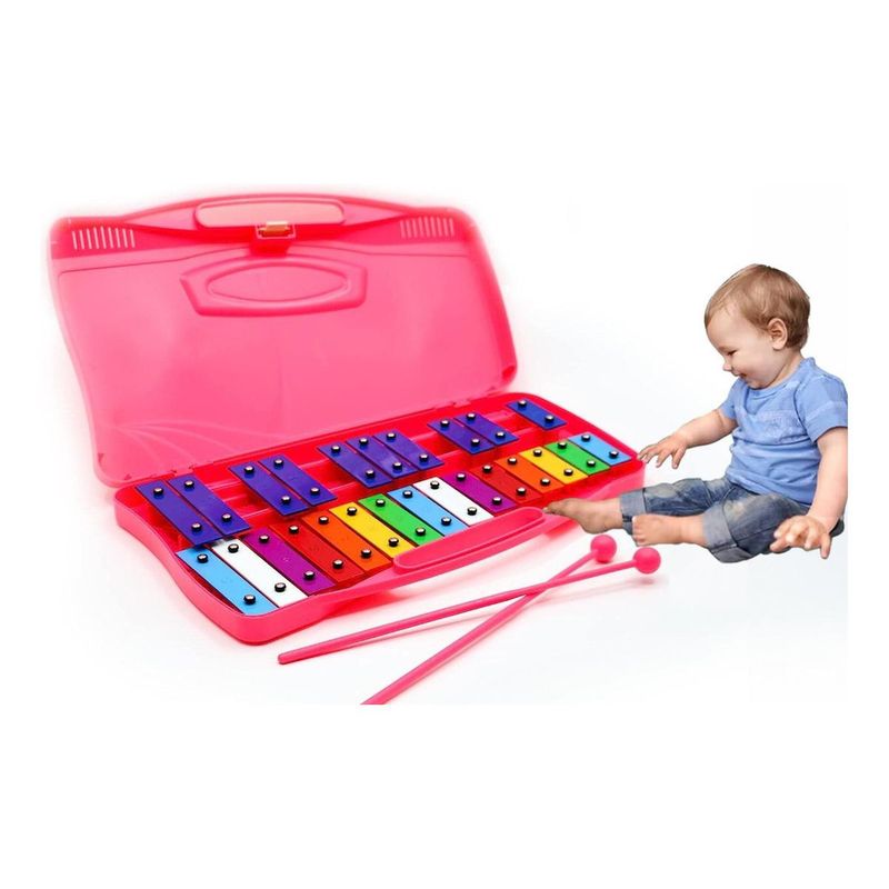 GENERICO - Metalófono Cromático Infantil de 25 Notas - Color Rosa