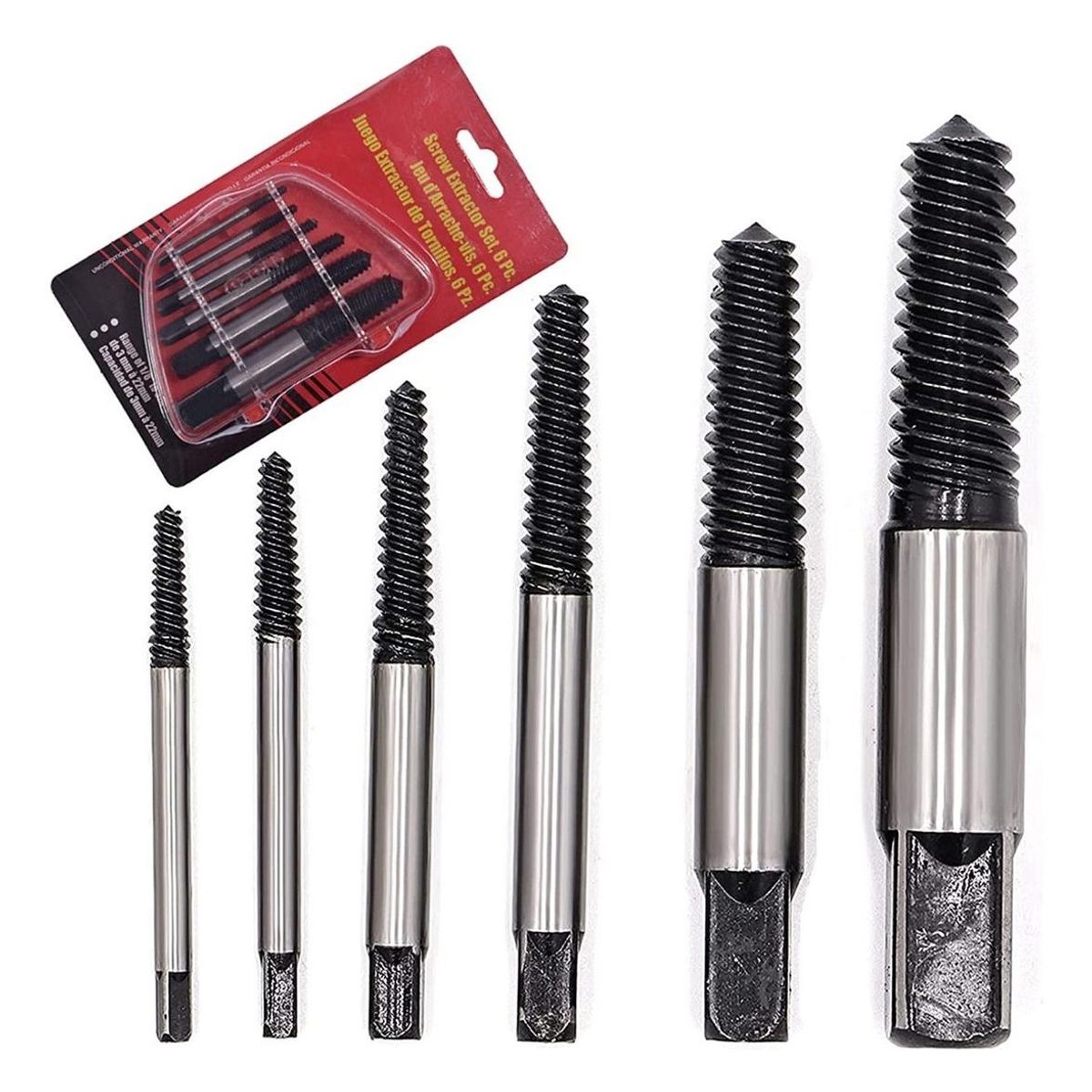 Extractor de Pernos Cortados - 6 Extractores para Tornillos Dañados, marca GENERICO - Foto Principal