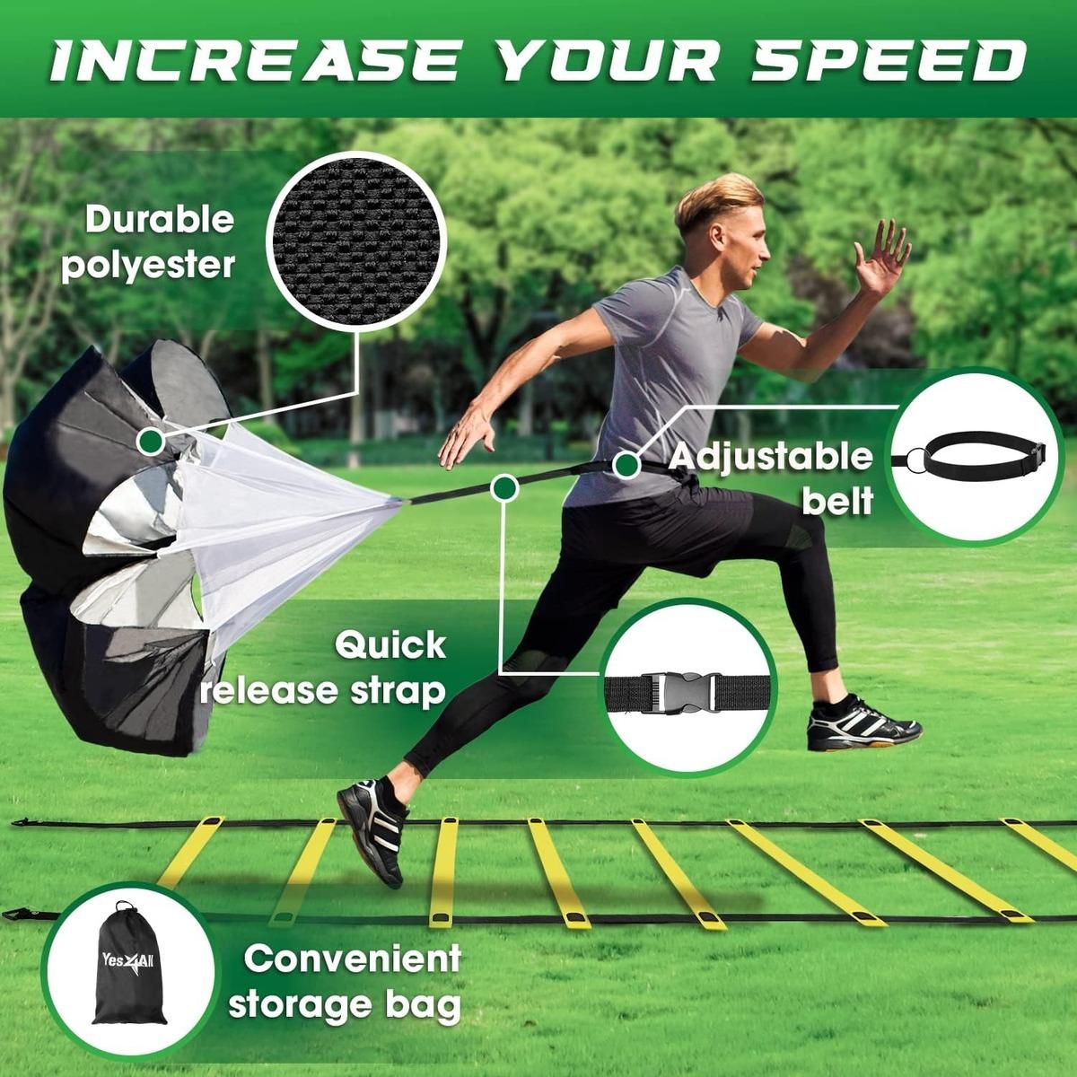 GENERICO - Kit Completo de Entrenamiento de Agilidad y Velocidad