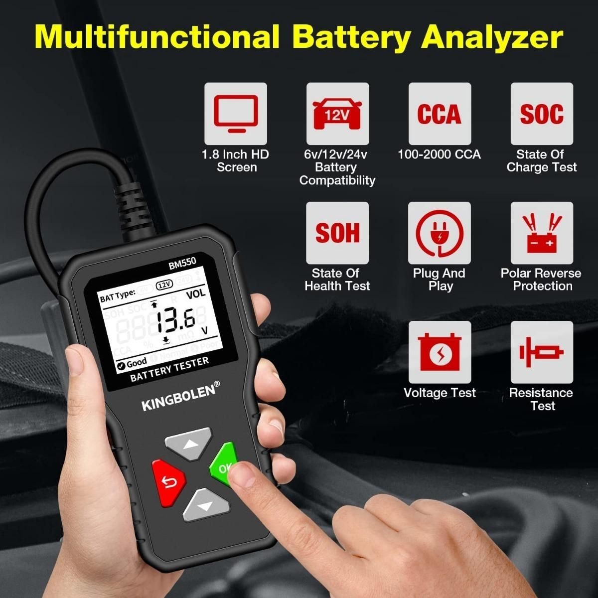 GENERICO - Analizador de Batería Automotriz 6V12V24V con Prueba Rápida