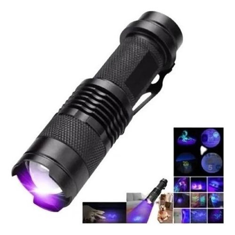 GENERICO - Linterna de Bolsillo UV LED con Zoom Manual