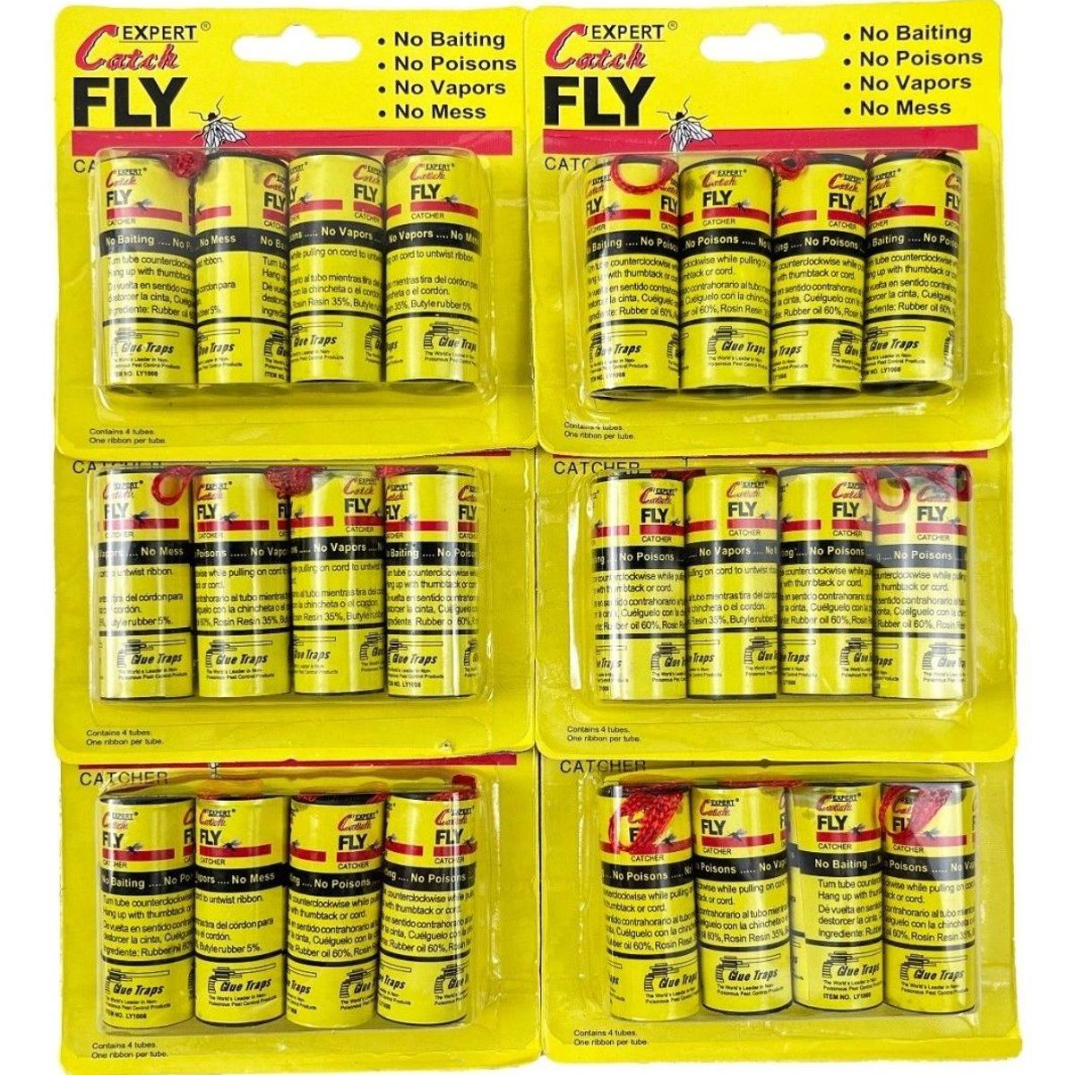 GENERICO - Pack de 24 Tubos de Cinta Adhesiva para Atrapar Moscas